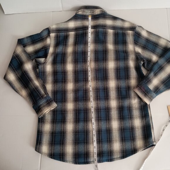 Five Brothers Heavy Weight Blue Black White Plaid Shacket Shirt Men’s Size M - Picture 13 of 16
